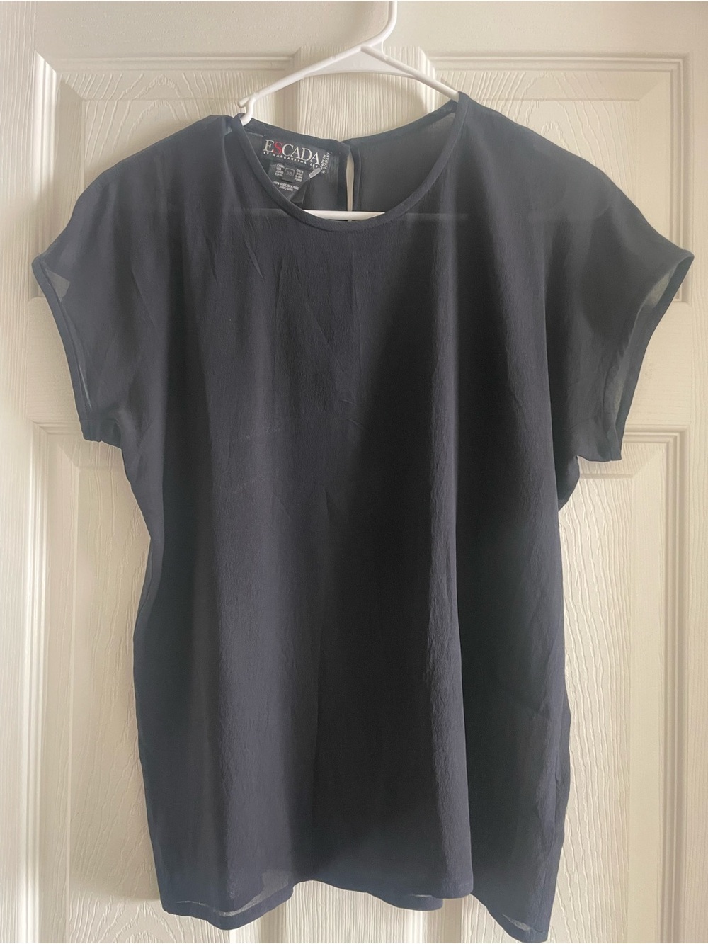 Escada Black Short-Sleeve Chiffon Blouse